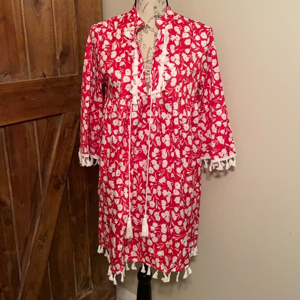 Red and White Beach Resort Style Dress